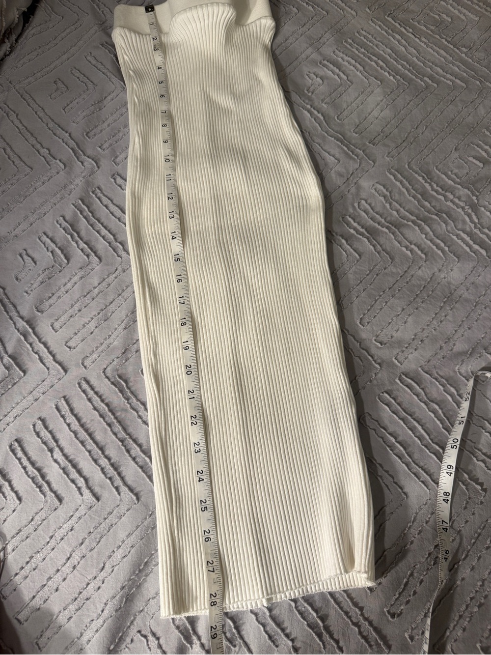 Zara Cream Ribbed Knit Midi Skirt